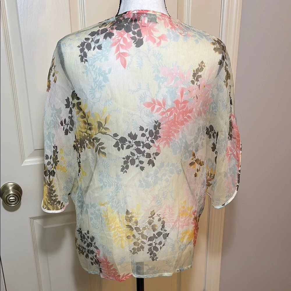 Paul & Joe Boho Silk Chiffon Floral Short Sleeve Blouse size L - Picture 3 of 11